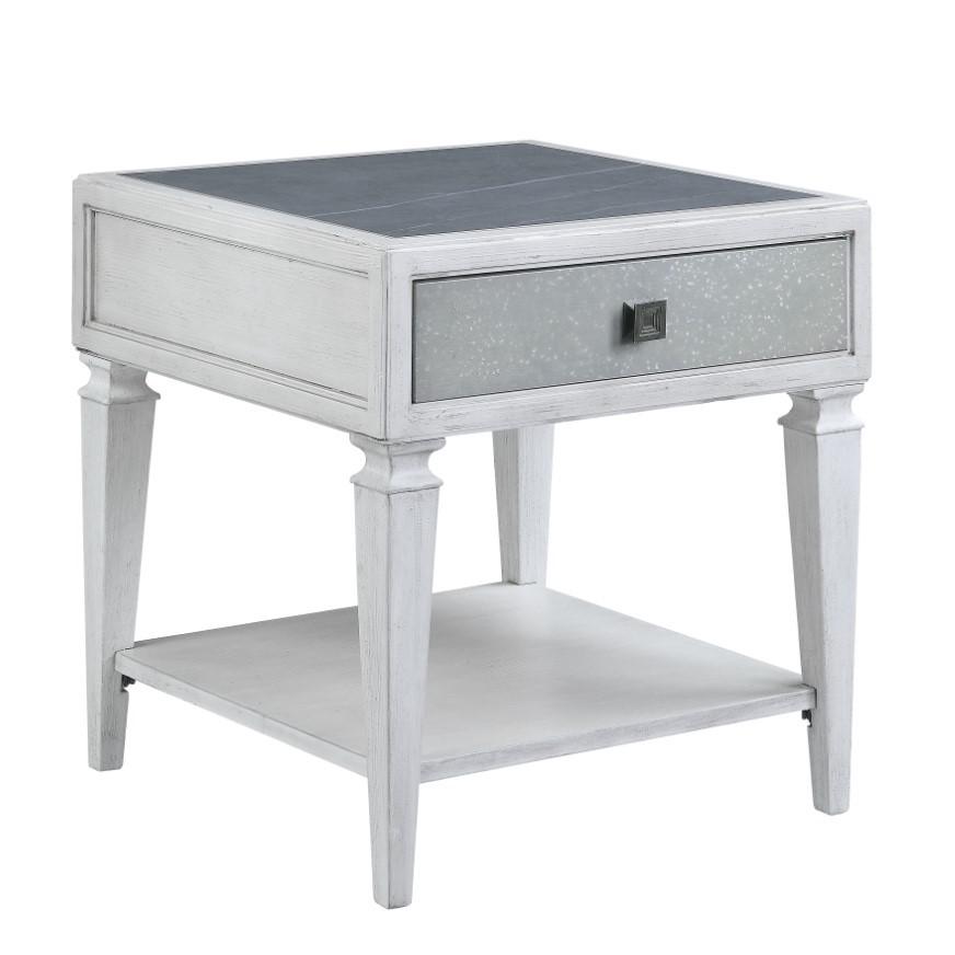 Katia Rustic Gray & Weathered White Finish End Table