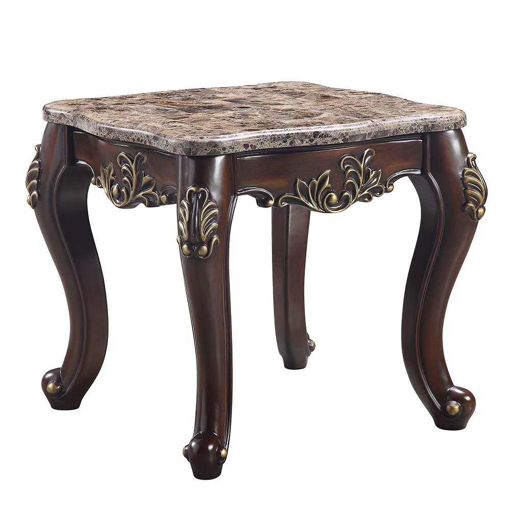 Ragnar Marble Top & Cherry Finish End Table