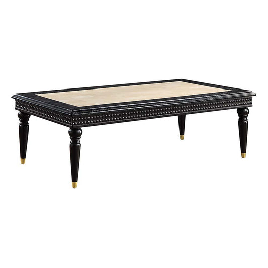 Tayden Marble Top & Black Finish Coffee Table w/Marble Top