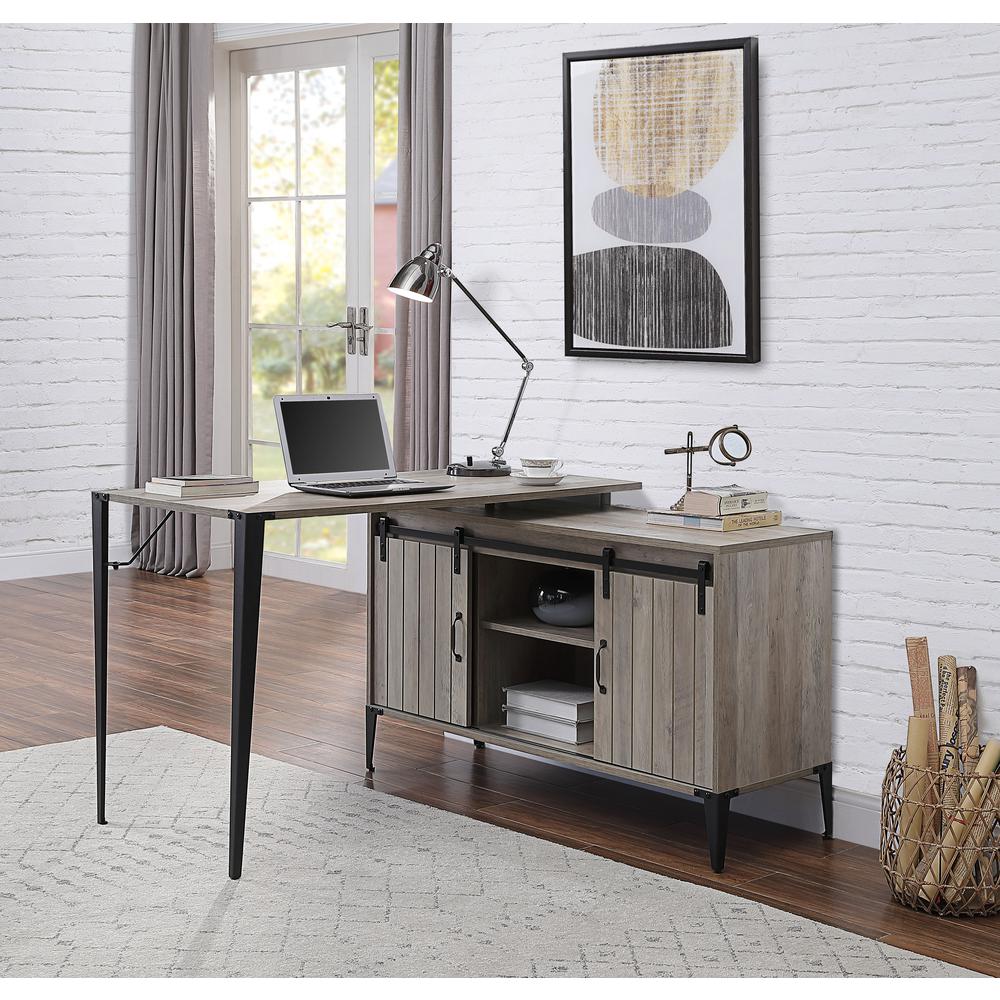 ACME Zakwani Writing Desk, Gray Oak & Black Finish