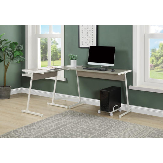 ACME Carver Computer Desk, Gray & White Finish