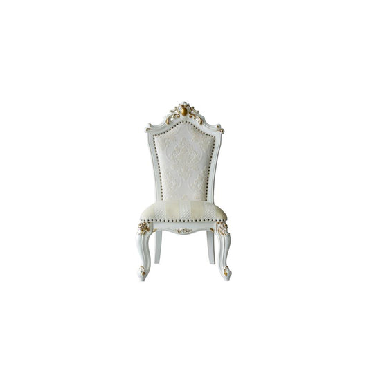 Picardy Side Chair (Set-2), Butterscotch PU/Fabric & Antique Pearl Finish