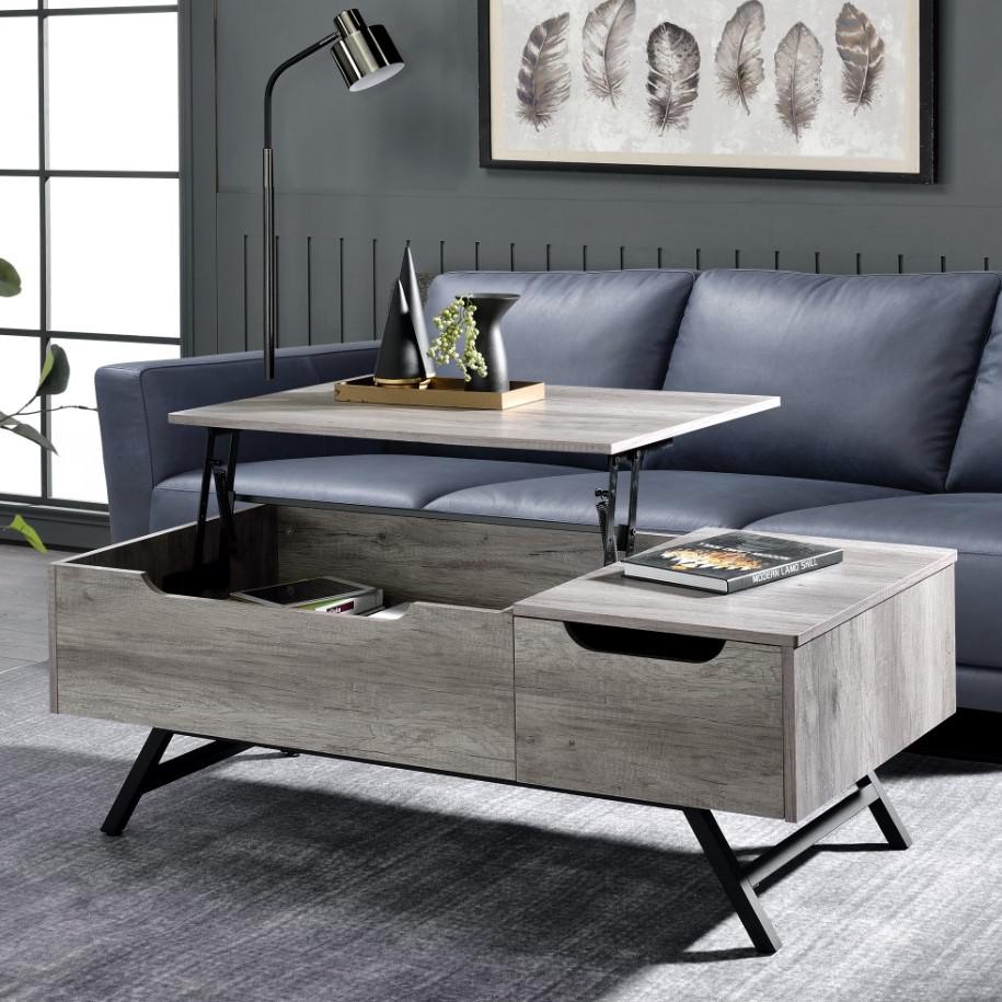 ACME Throm Coffee Table w/Lift Top, Gray Oak Finish