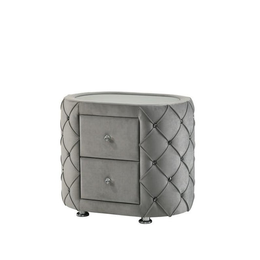 ACME Perine Nightstand, Gray Velvet