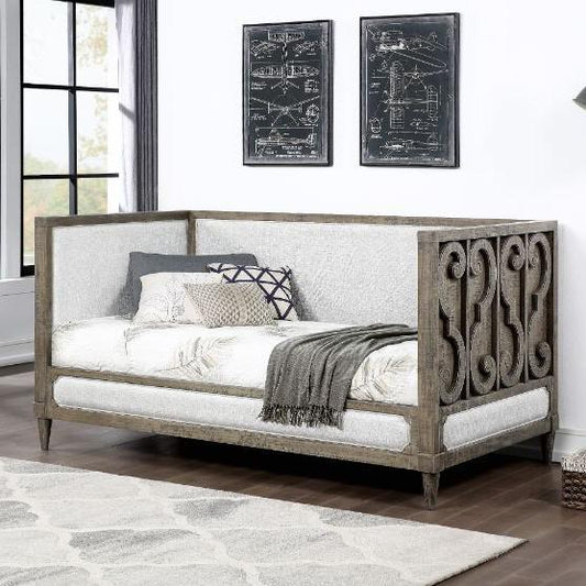 Artesia Tan Fabric & Salvaged Natural Finish Twin Daybed