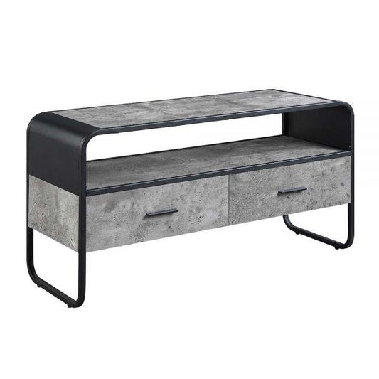 ACME Raziela TV Stand, Concrete Gray & Black Finish