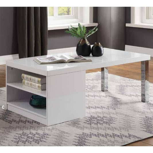 Harta White High Gloss & Chrome Coffee Table