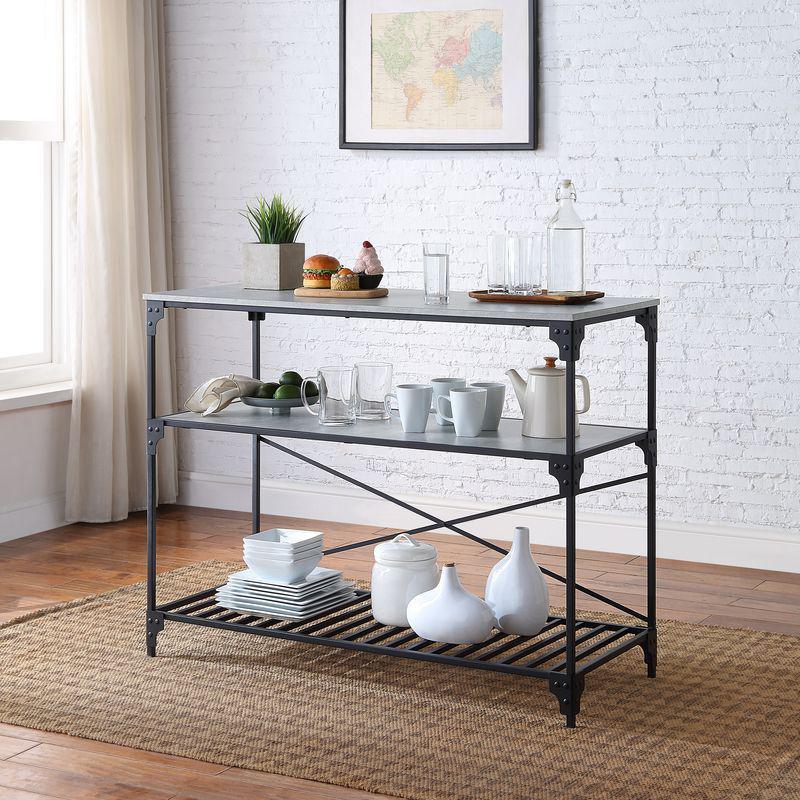 ACME Jakob Kitchen Island, Black & Concrete Finish