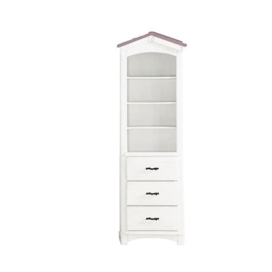 ACME Tree House Bookcase Cabinet, Pink & White Finish