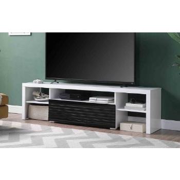 ACME Buck II TV Stand, White & Black High Gloss Finish