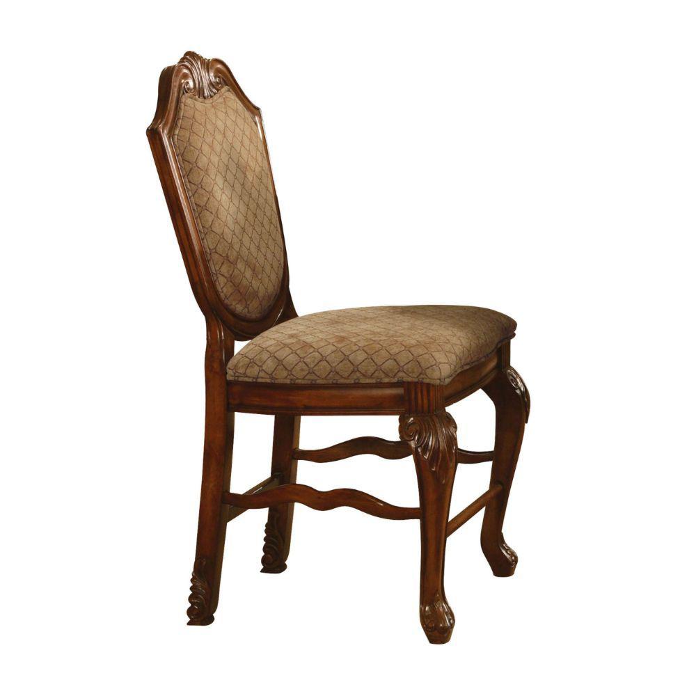 ACME Chateau De Ville Counter Height Chair (Set-2), Fabric & Cherry