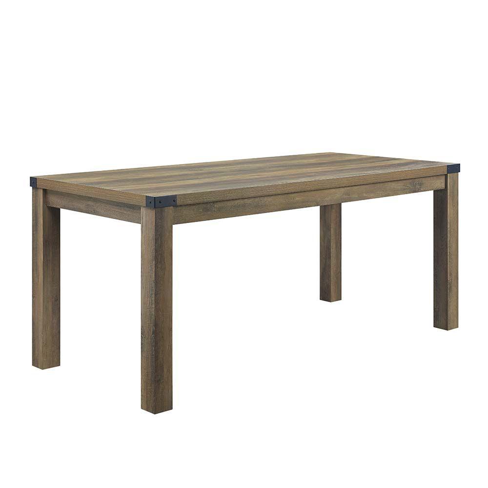 ACME Abiram Dining Table, Rustic Oak Finish