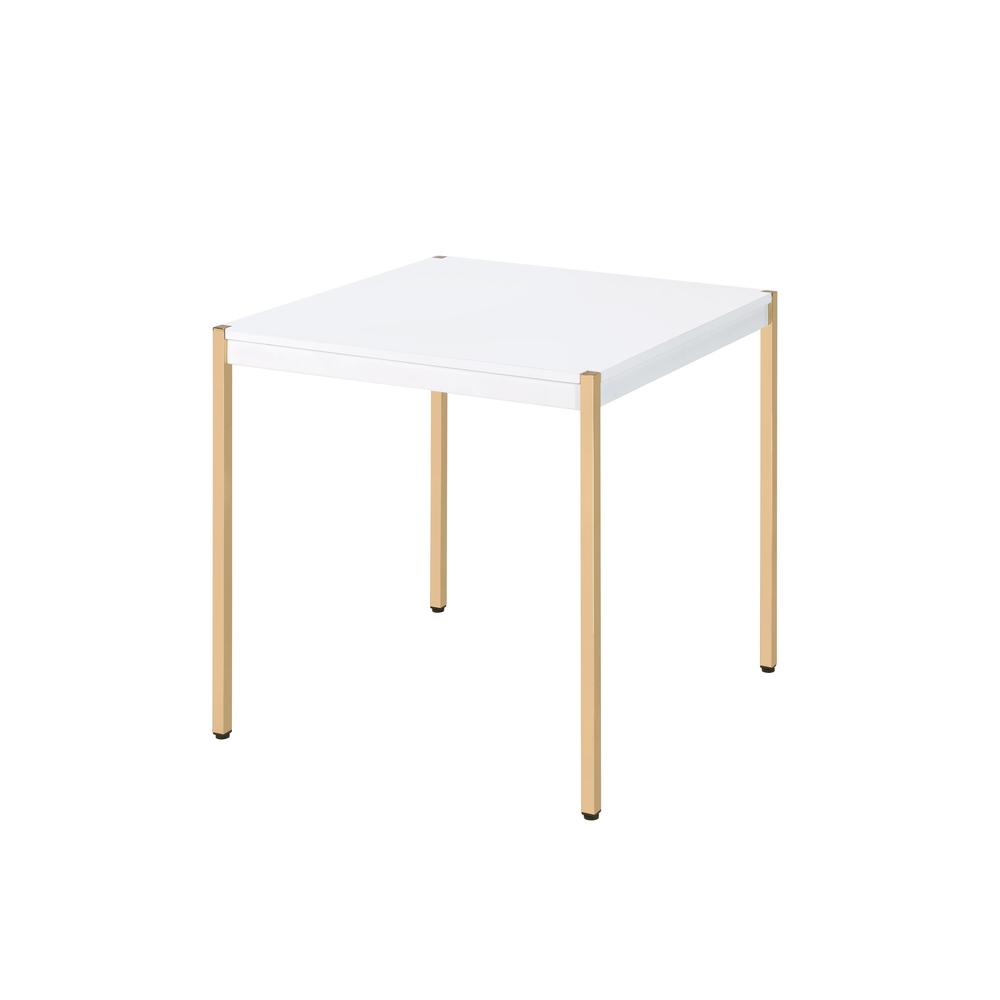 ACME Otrac End Table, White & Gold Finish