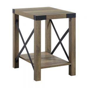 ACME Abiram End Table, Rustic Oak Finish