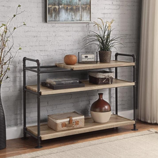 ACME Brantley Bookshelf w/3 Shelves, Oak & Sandy Black Finish