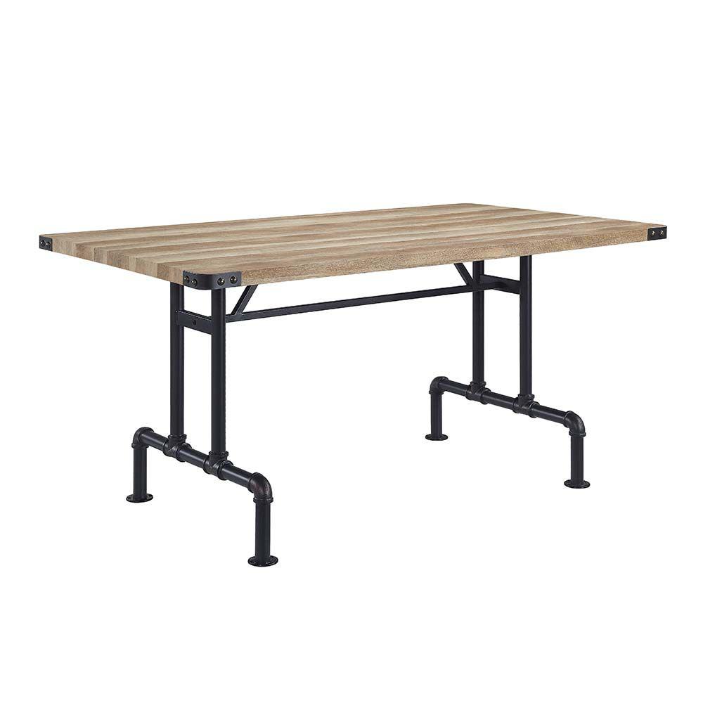 ACME Edina Dining Table, Oak & Sandy Black Finish