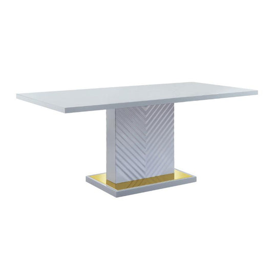 ACME Gaines Dining Table, Gray High Gloss Finish