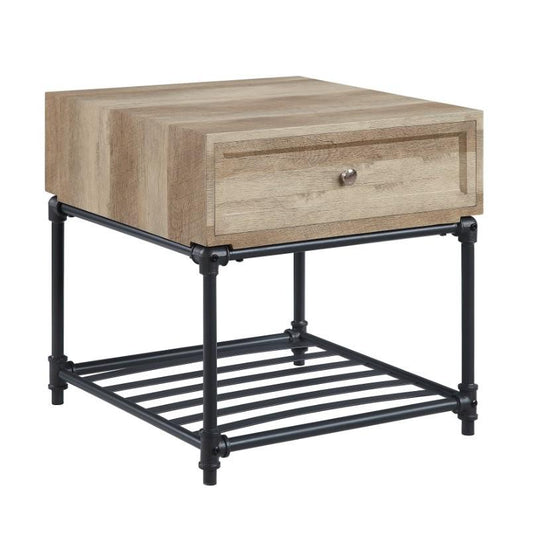 ACME Brantley End Table, Oak & Sandy-Black Finish