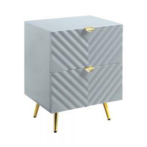 ACME Gaines Nightstand, Gray High Gloss Finish