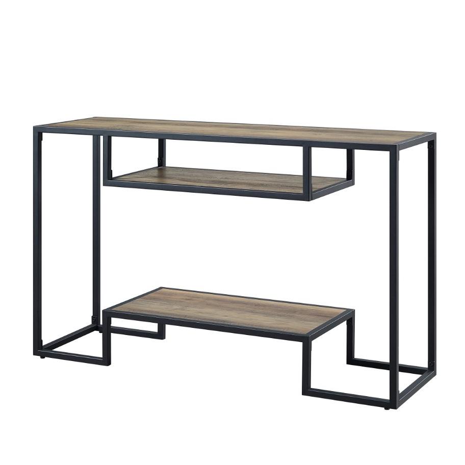 ACME Idella Console Table, Rustic Oak & Black Finish