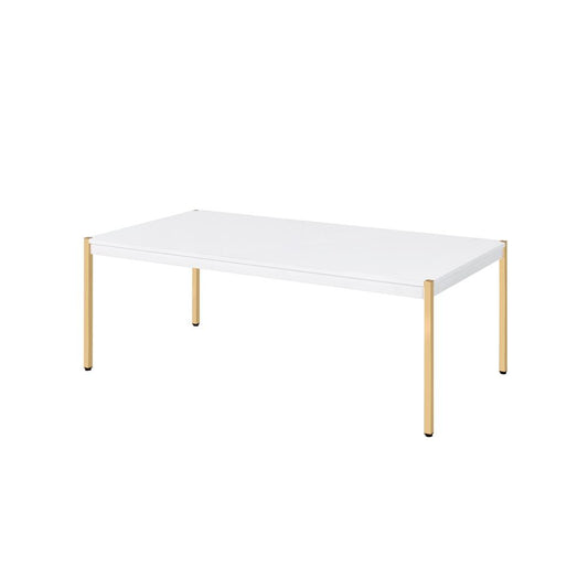 ACME Otrac Coffee Table, White & Gold Finish