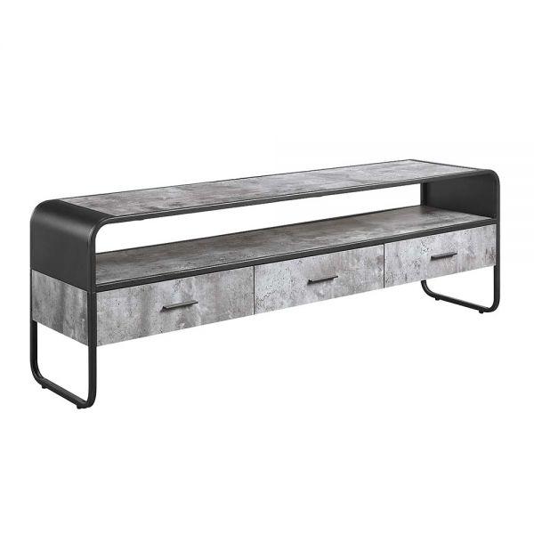 ACME Raziela TV Stand, Concrete Gray and Black Finish