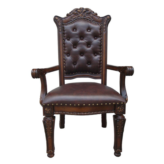 Vendome Arm Chair (Set-2), Espresso PU & Cherry Finish