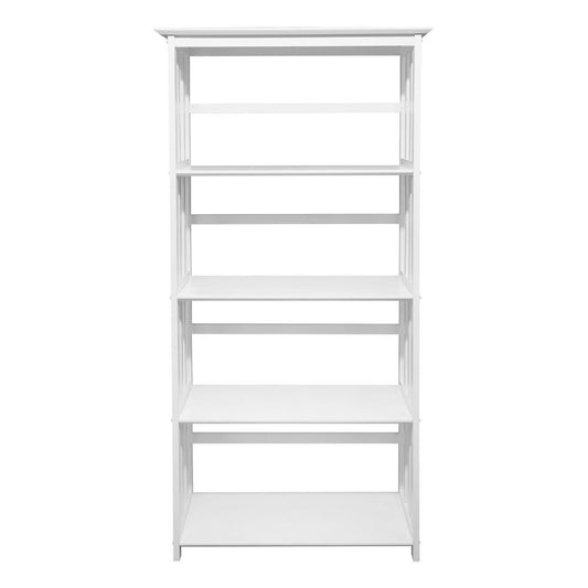 Mission Style 5-Shelf Bookcase - White