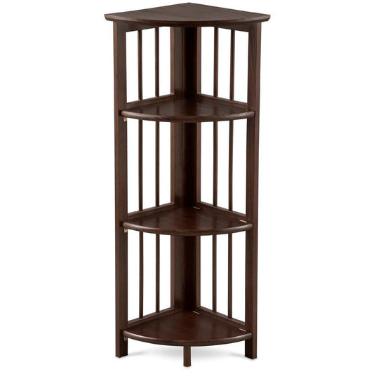 4-Shelf Corner Folding Bookcase - Truffle Brown