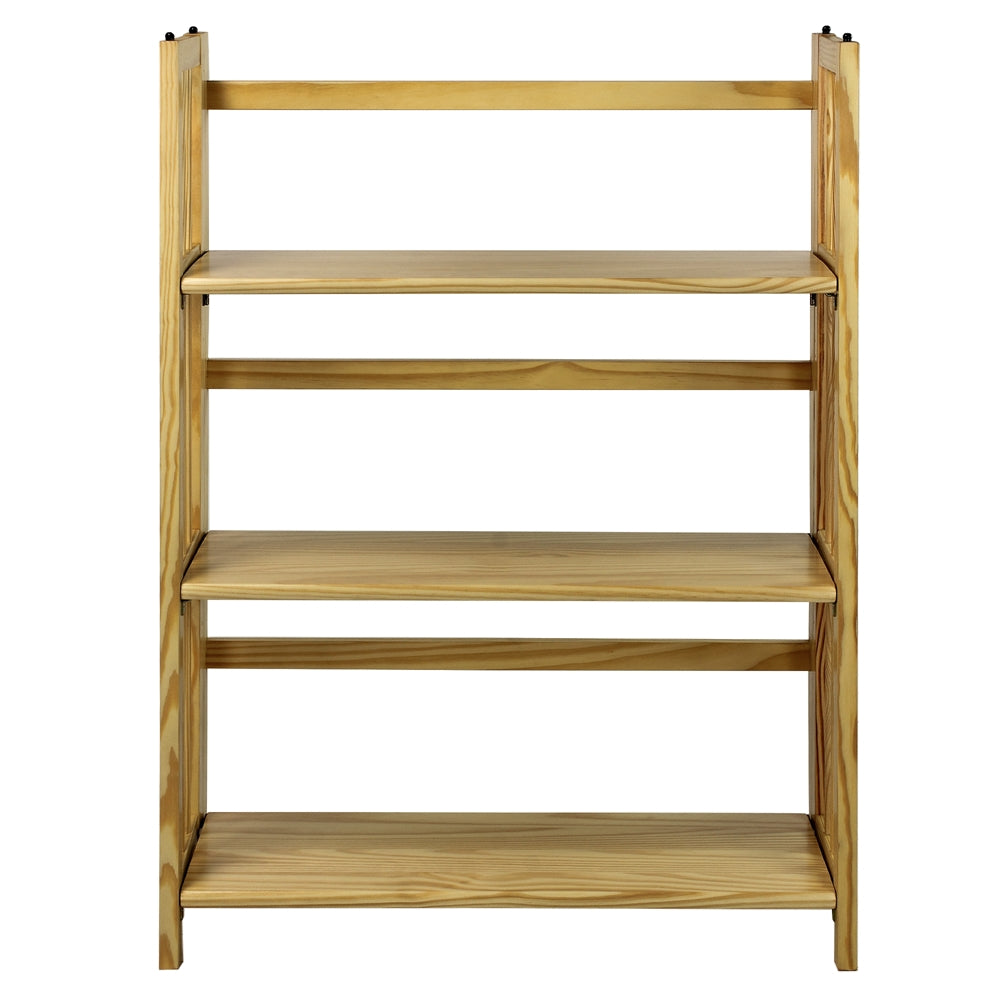 3-Shelf Folding Stackable Bookcase 27.5" Wide-Natural