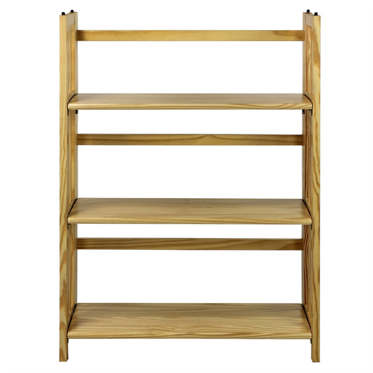 3-Shelf Folding Stackable Bookcase 27.5" Wide-Natural