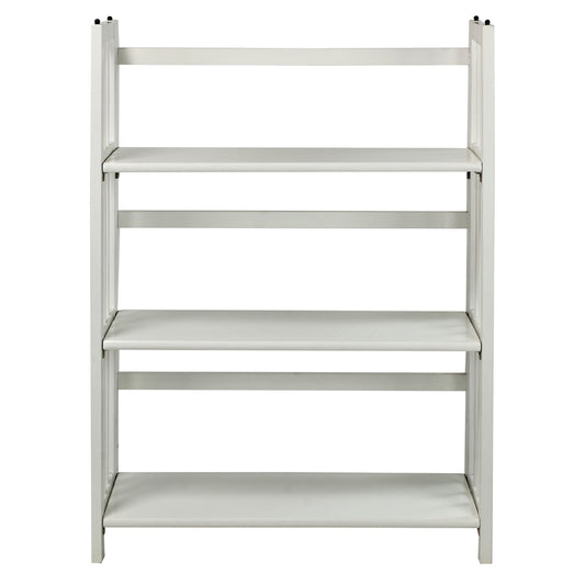 3-Shelf Folding Stackable Bookcase 27.5" Wide-White