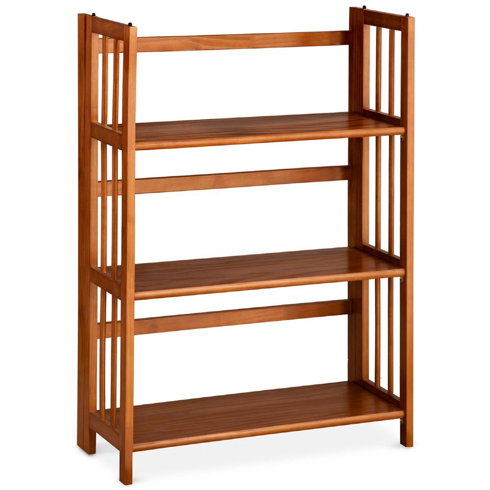 3-Shelf Folding Stackable Bookcase 27.5" Wide - Chestnut