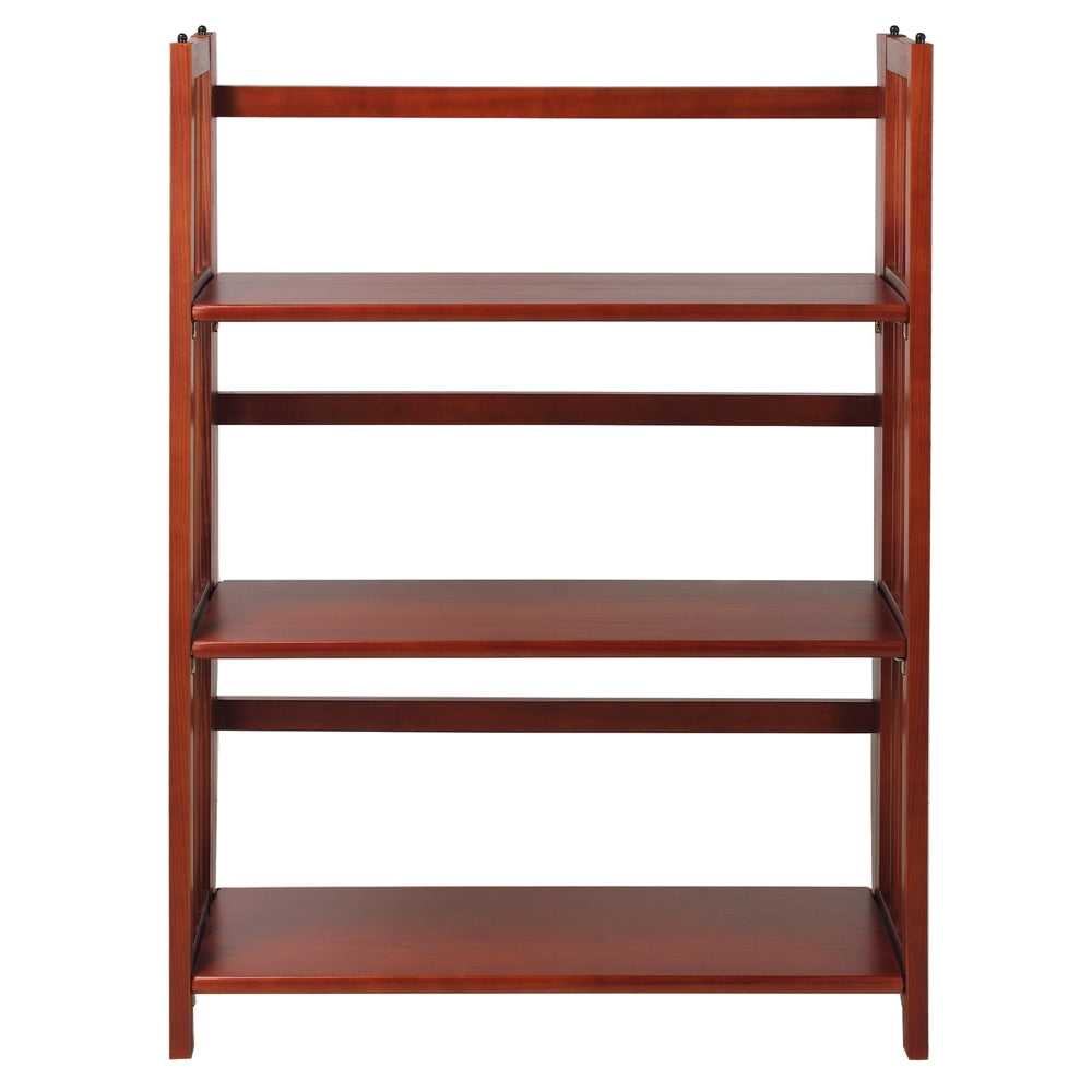 3-Shelf Folding Stackable Bookcase 27.5" Wide-Mahogany