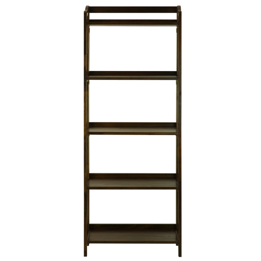 Stratford 5-Shelf Folding Bookcase-Warm Brown