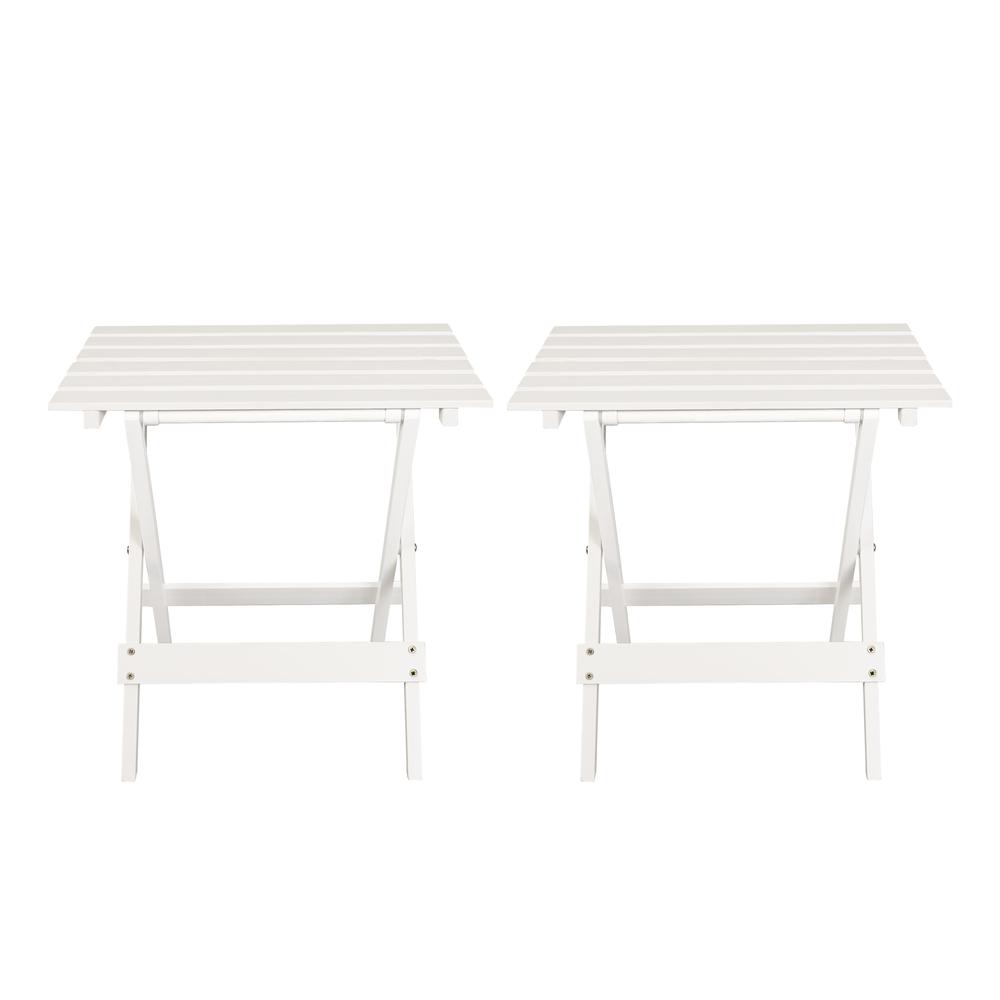 Portable Solid Wood Folding Side Table 2-Piece Set - White