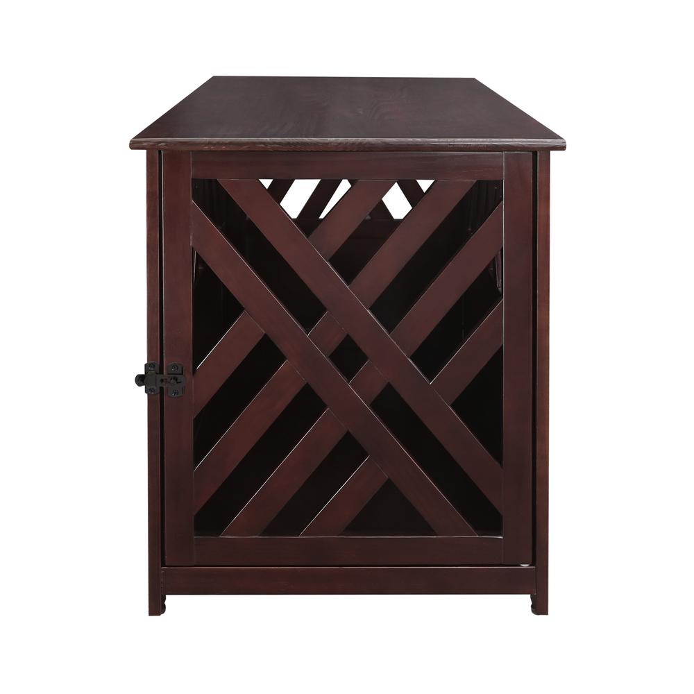 Modern Lattice Wooden Pet Crate End Table - Espresso