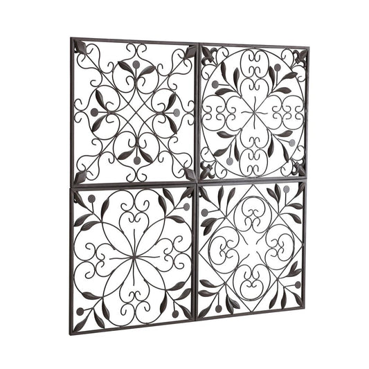 Sunjoy 4-Panel Iron Wall Decor Indoor Outdoor Metal Decoration Wall Art