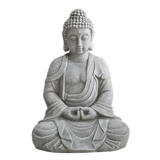 Sunjoy Buddha Statue 20 in. Large Sized Buddha Garden Statue Gray Decorative Outdoor Buddha Statue