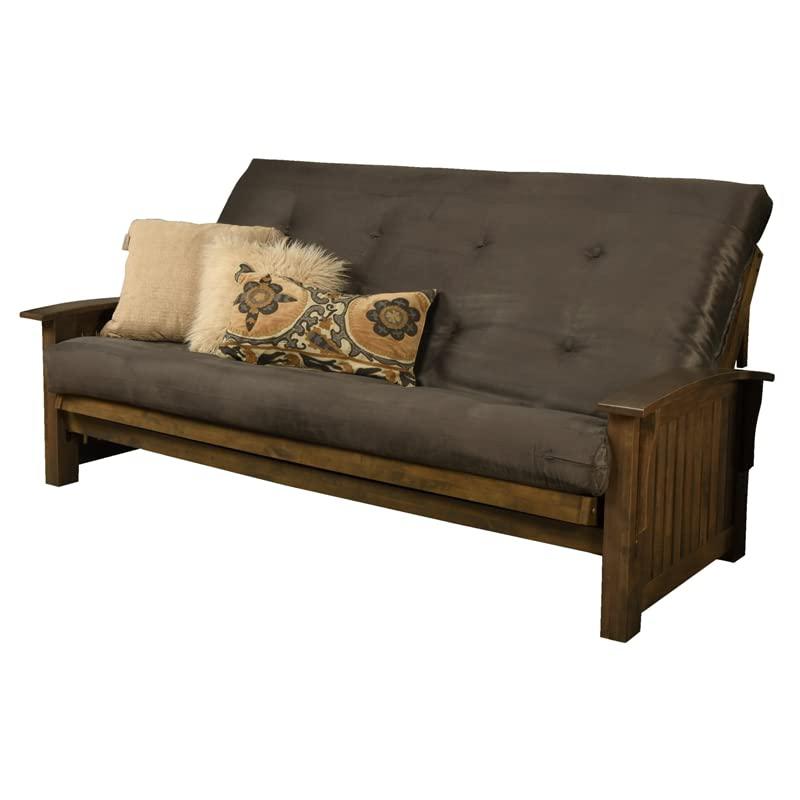 Washington Queen Frame-Rustic Walnut Finish-Suede Gray Mattress