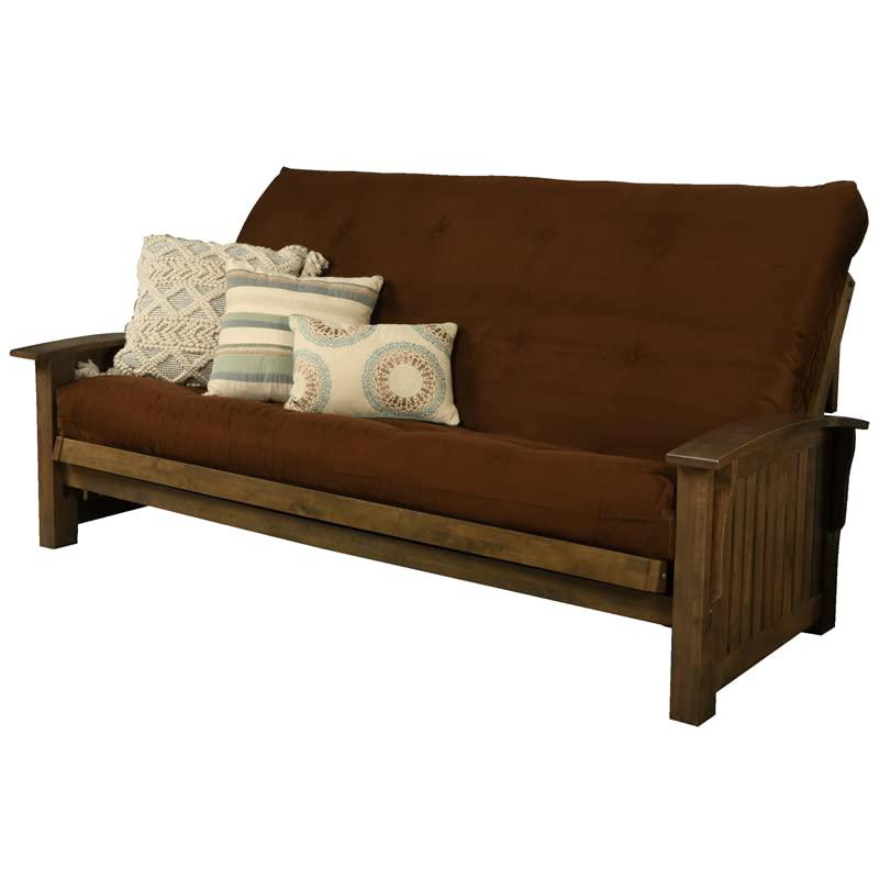 Washington Queen Frame-Rustic Walnut Finish-Suede Chocolate Mattress