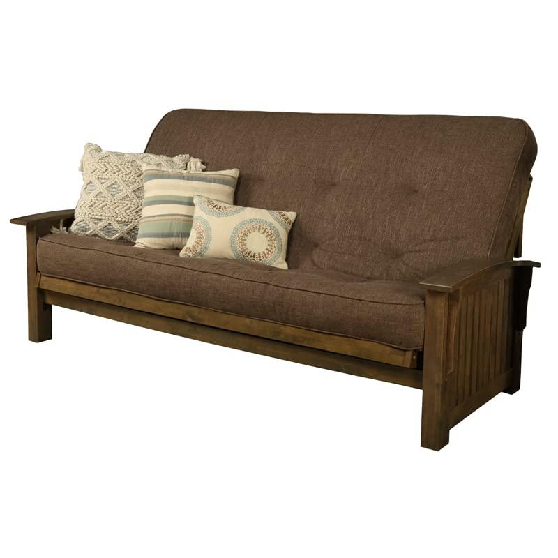 Washington Queen Frame-Rustic Walnut Finish-Linen Cocoa Mattress