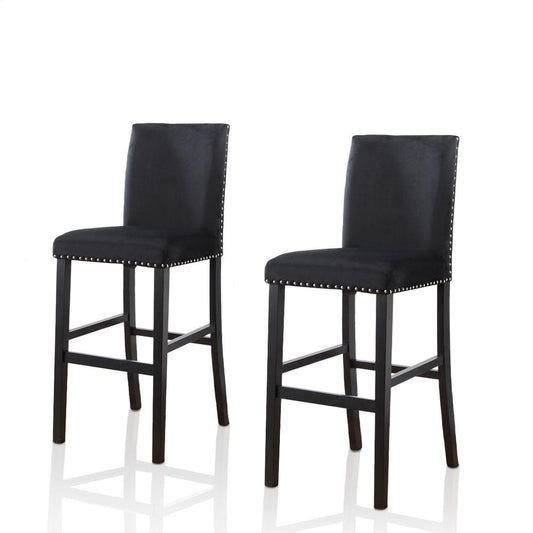 Hayley 29" Parson Stool,   Velvet, BLACK Set of 2