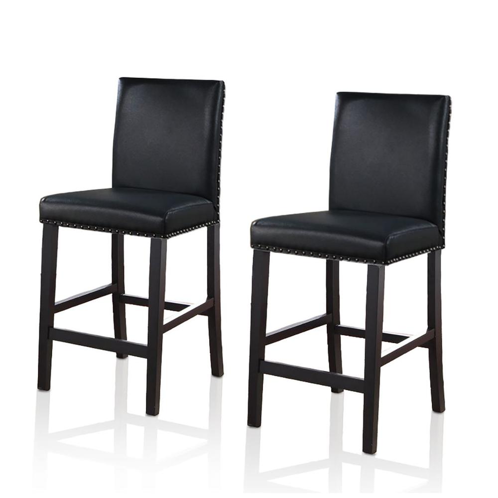 LANA 24" Parson Stool,   Eco Leather, BLACK, Set of 2