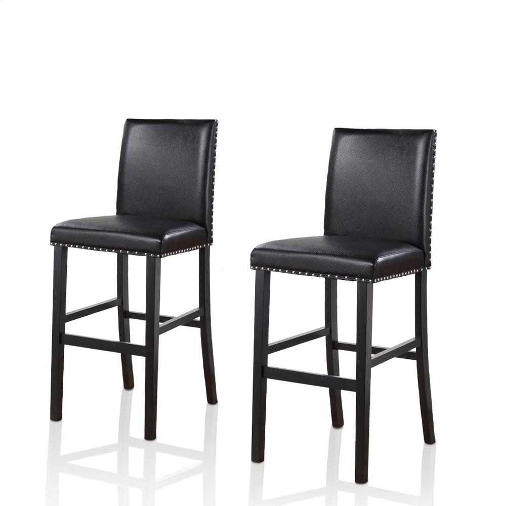 LANA 29" Parson Stool,   Eco Leather, BLACK, Set of 2