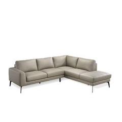 Leather Match Sectional, Beige