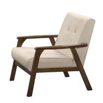 Iven Mid-Century Wood Arm Chair, Cream