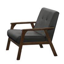 Iven Mid-Century Wood Arm Chair, Grey