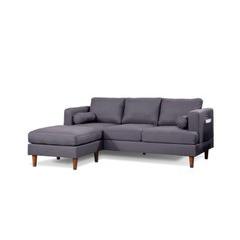 Nico Sofa with Reversible Chaise, Dark Grey