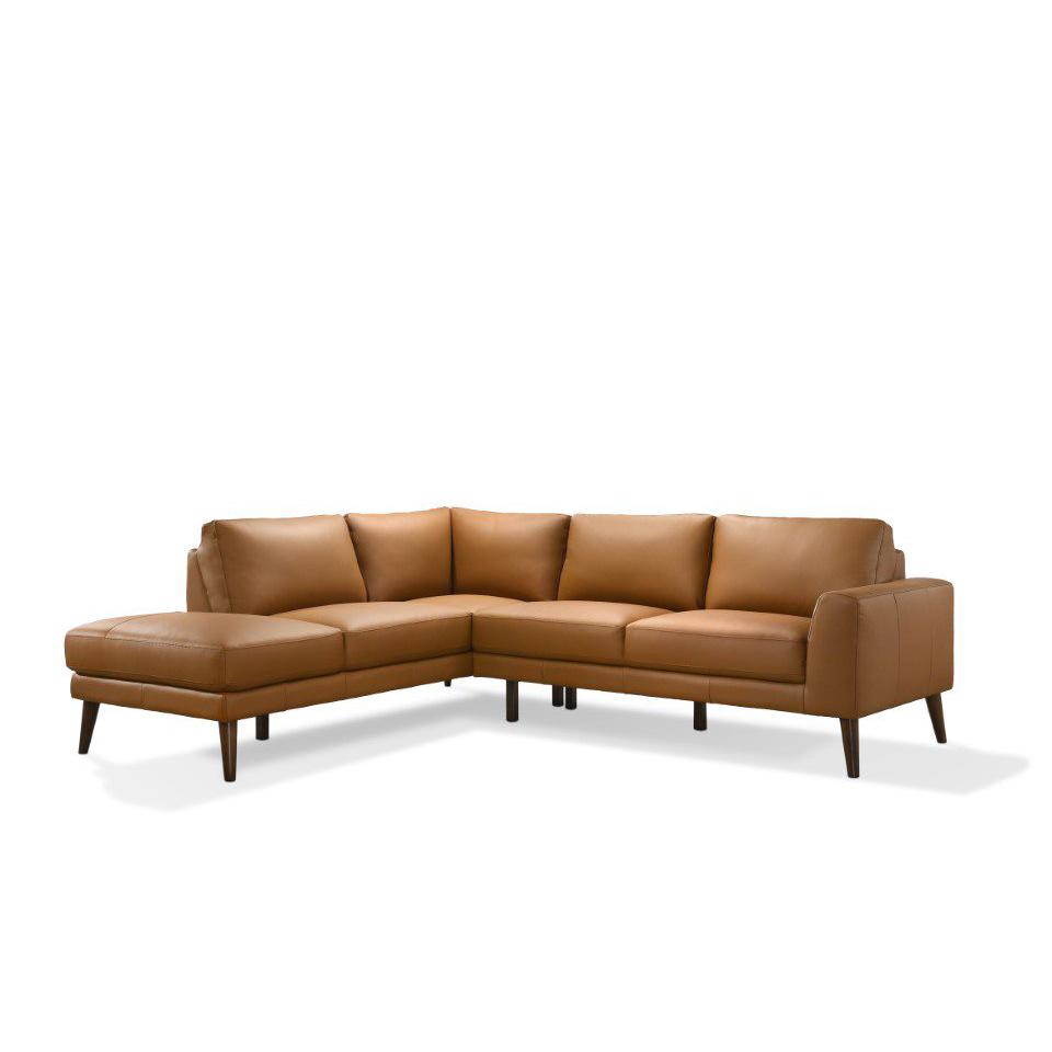 Sable 100" Wide Genuine Leather Sofa & Left Chaise